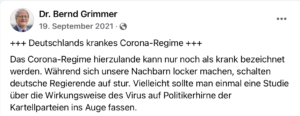 Grimmer auf FB: "krankes Corona-Regime"