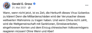 Gerald Grosz fordert Sanktionen gegen China (31.5.21)