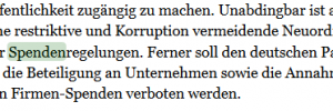 Grundsatzprogramm AfD zu Spenden (S. 22)