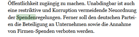 Grundsatzprogramm AfD zu Spenden (S. 22)