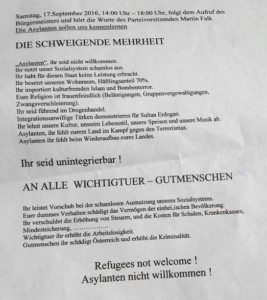 Eines der Flugblätter gegen das Georg-Danzer-Haus und seine Bewohner