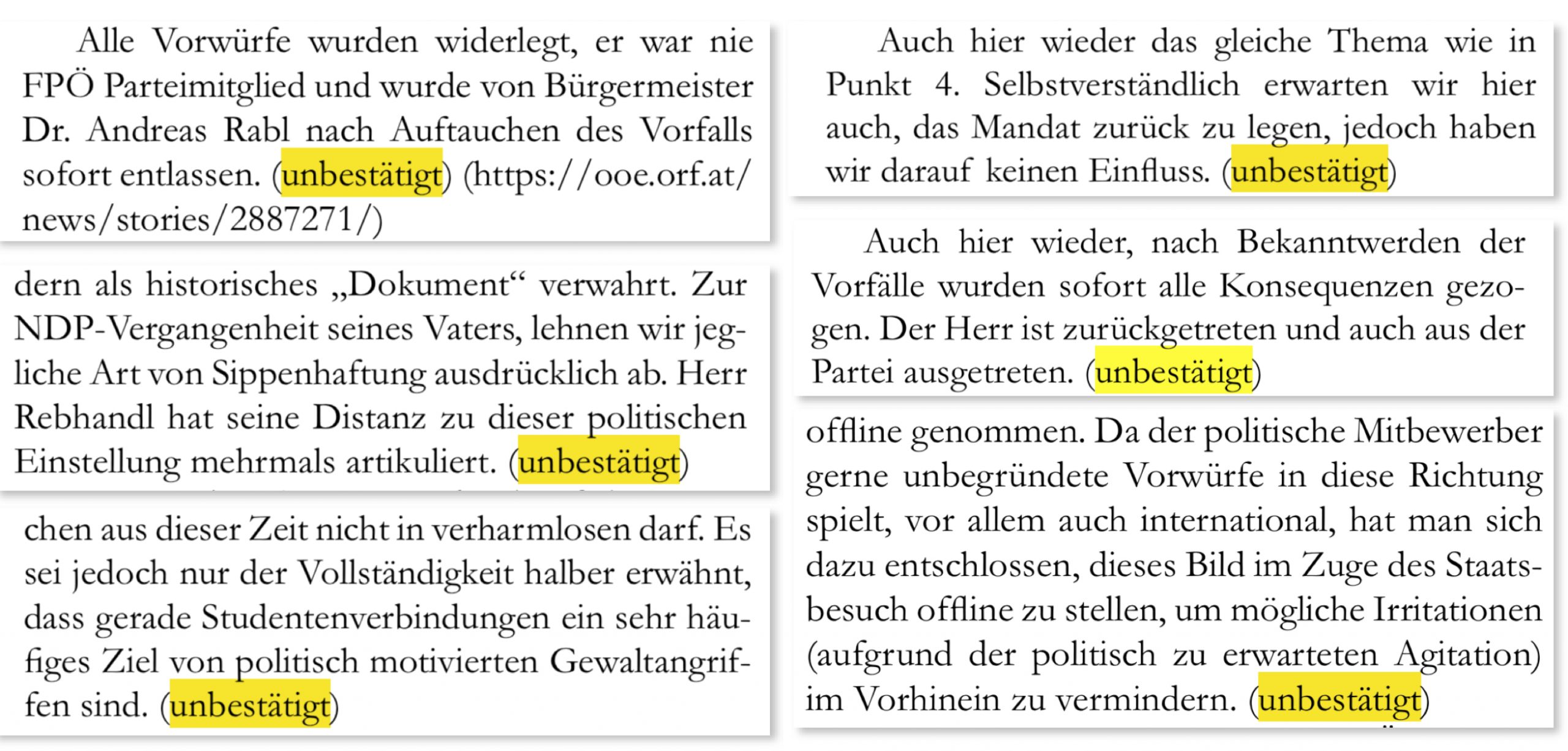 FPÖ-Historikerbericht "unbestätigt"