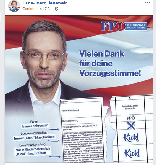 Jenewein wirbt für Vorzugsstimme für Kickl