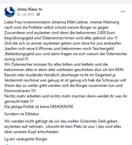 Klauninger und die Flüchtlinge (2015): Lügen über "Begrüßungsgeld", "iPhone" etc.