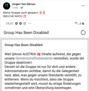 Gruppe von Jürgen QAnon gesperrt