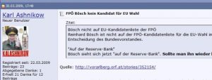 User "Karl Ashnikov" plauderte immer kenntnisreich aus dem FPÖ-Bereich...