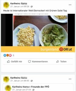 Eiernockerl mit Grünem Salat am Holocaust-Gedenktag