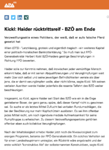 Presseaussendung von Kickl über Haider: „Letztklassig, grotesk und eigentlich tragisch – ein weiteres Kapitel einer politisch-moralischen Bankrotterklärung"