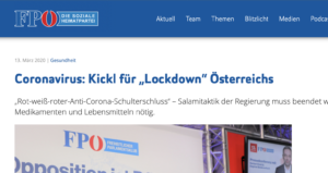"Coronavirus: Kickl für 'Lockdown‘ Österreichs (FPÖ 13.3.20)