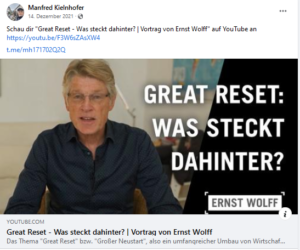 Kielnhofer teilt Ernst Wolff zum "Great Reset" (Screenshot FB)