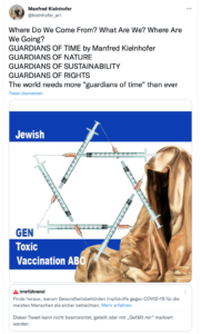 Kielnhofer mit antisem. Motiv auf Twitter in Österreich (Screenshot 18.1.22)