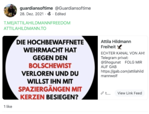 Kielnhofer teilt Hildmann auf Gab (Screenshot 18.1.22)