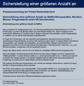 Pressemitteilung LPD Niederösterreich 18.1.21