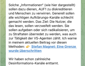 Verfassungsschutz in Telegramkanälen, "sollen dazu dienen AUF1 zu diskreditieren" (TG Stefan Magnet 25.3.23)