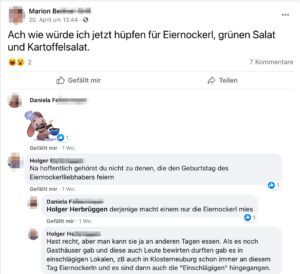 Marion: "hüpfen für Eiernockerl"