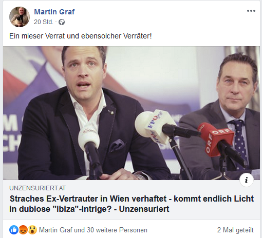 Martin Graf über Ex-Strache-Bodyguard: "Ein mieser Verrat und ebensolcher Verräter!"