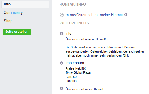 Fan-Seite "Mein Herz schlägt für Österreich" aus Panama betrieben