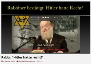 Mannheimer: ""Rabbiner bestätigt: Hitler hatte Recht!"