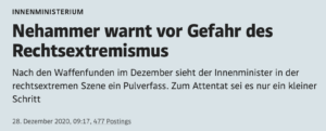 Nehammer warnt im Dezember 2020 "vor Gefahr des Rechtsextremismus" (derstandard.at)