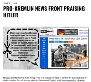 Pro-Kremlin News Front praising Hitler (EUvsDisinfo)