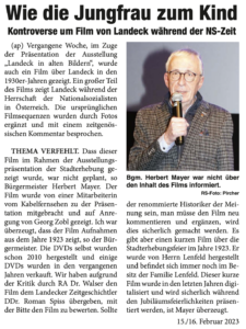 Oberländer Rundschau 15./16.2.23 zum Landeck-Film