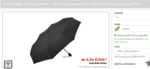 "Ökobrella" aus China im Handel für 6,34€ (bei 1200 Stk. Bestellmenge)