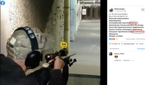 Screenshot Video Patrik G.: Schießtraining mit Ave Maria und rechtsextremen Hashtags