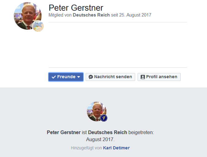 NR.-Abg. Peter Gerstner als Mitglied der Gruppe "Deutsches Reich"