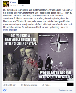 Sascha L. alias Peter U. stellt klar, dass wer die Wehrmacht mit der Nato vergleicht ein "Systemling" ist.