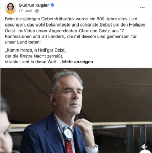 Peterson beim parlamentarischen Gebetsfrühstück Juni 2022 (Screenshot FB Kugler)