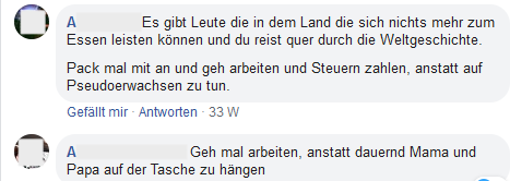 Reaktion auf Lenarts Weltreise: "Pack mal mit an und geh arbeiten und Steuern zahlen ..."