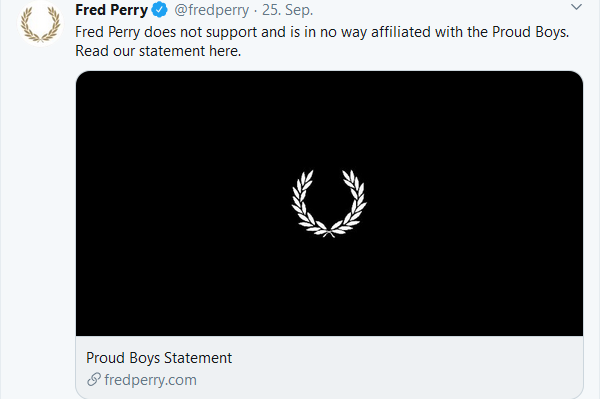 Statement Fred Perry zu Proud Boys