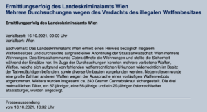 Waffenfund 16.10.21, Aussendung LPD Wien