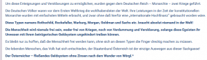 Revisionistische und antisemische Erklärung durch den Staatenbund Österreich.