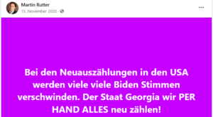 Rutter: viele Biden Stimmen werden bei Neuauszählungen verschwinden