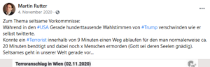 Rutter 2020: "seltsame Vorkommnisse" beim Terroranschlag in Wien