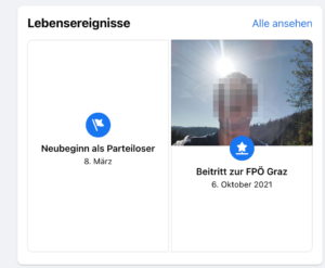 S. als FPOE-Parteimitglied von 2021-März 2023 (Screenshot FB)