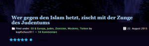 Sascha L. alias Peter U. schafft auch komplizierte Querfronten: Auf einem Neonazi-Blog mit Antisemitismus pro Islam...