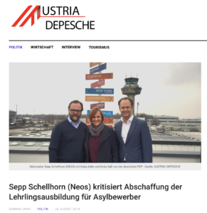 Schellhorn, Adler und Saß in der Austria Depesche