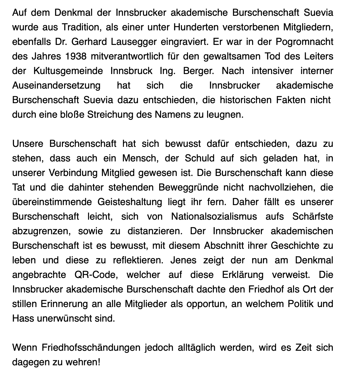 Text zum "Schwabendenkmal" der Suevia