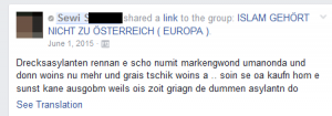 Hetze von "Sewi" auf Facebook...