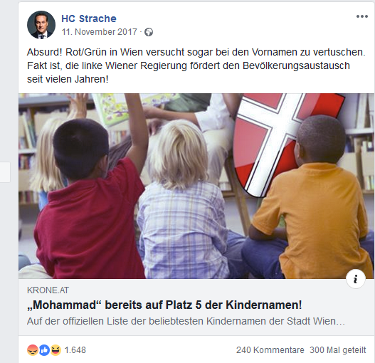 Strache spricht vom "Bevölkerungsaustausch"