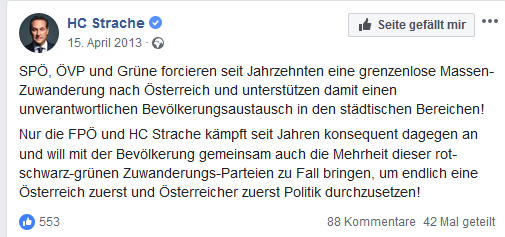 Strache spricht vom "Bevölkerungsaustausch"