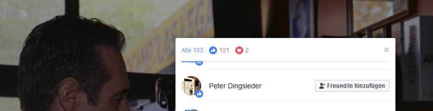 Like von Dingsleder für Strache/Legat/Kunasek (Screenshot Facebook)