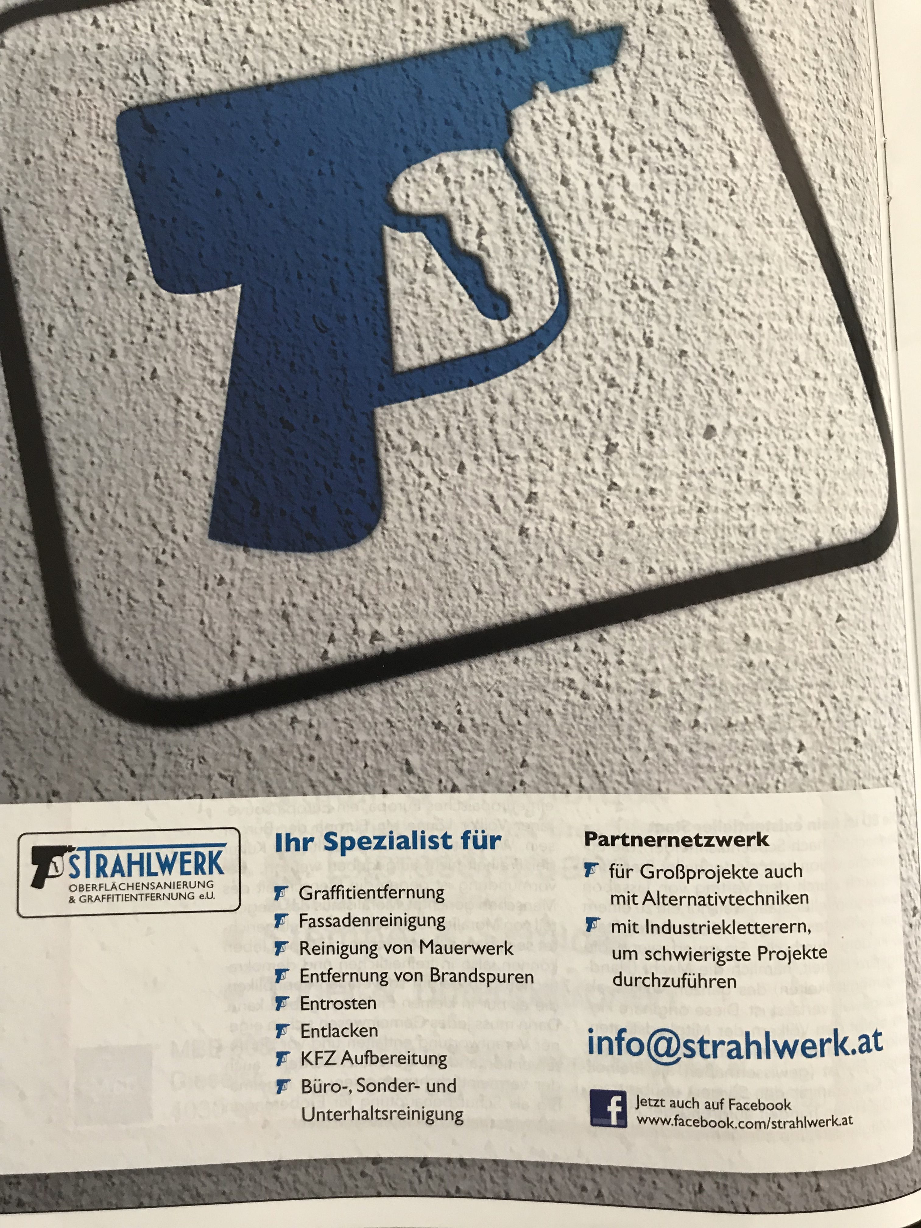 Strahlwerk-Inserat auf "Info Direkt" 4/2015 ganzseitig