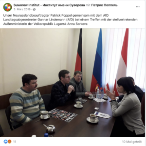 Poppel mit Lindemann in Lugansk (Screenshot FB Suworow)