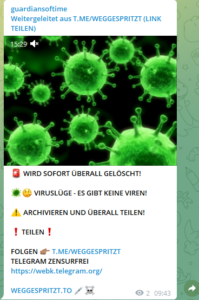 Kielnhofer teilt "Viruslüge" (Screenshot TG 17.1.22)