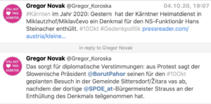 Tweet zur Denkmalenthüllung