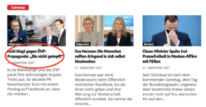 Startseite Wochenblick 22.9.21 (3): FPÖ-Werbung & Corona-Unsinn