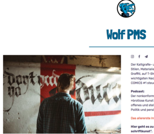 Frakturschrift als Stilmittel von Wolf PMS (Screenshot Website "Hydra Comics")